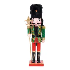 FLIPEREX - Muñeco Cascanueces Madera 38 Cm Adorno Navideño Decorativo - Verde