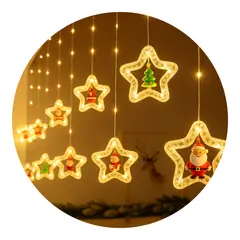 FLIPEREX - Cascada Guirnaldas de Navidad Luces Navideñas de Estrellas