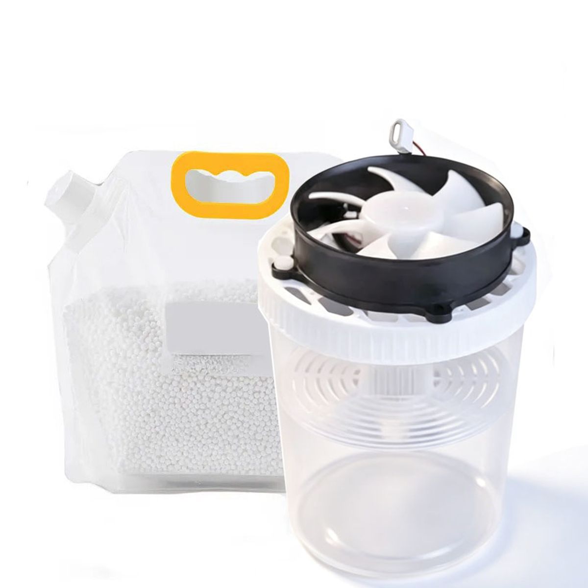 TSKY CHILE SHOPPING - Deshumidificador con Ventilador de admisión+ Recarga Cloruro De Calcio 2,5kg+Recipiente Antihumedad