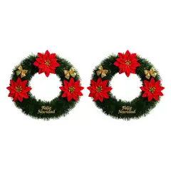 FLIPEREX - Corona de Navidad 30 Cm Con Flores Decoracion Navideña
