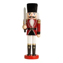 FLIPEREX - Muñeco Cascanueces Madera 30 Cm Adorno Navideño Decorativo - Rojo