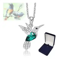 GENERICO - Collar Plata Fina 925 Colibri Cristal Mujer Joyas Regalo.