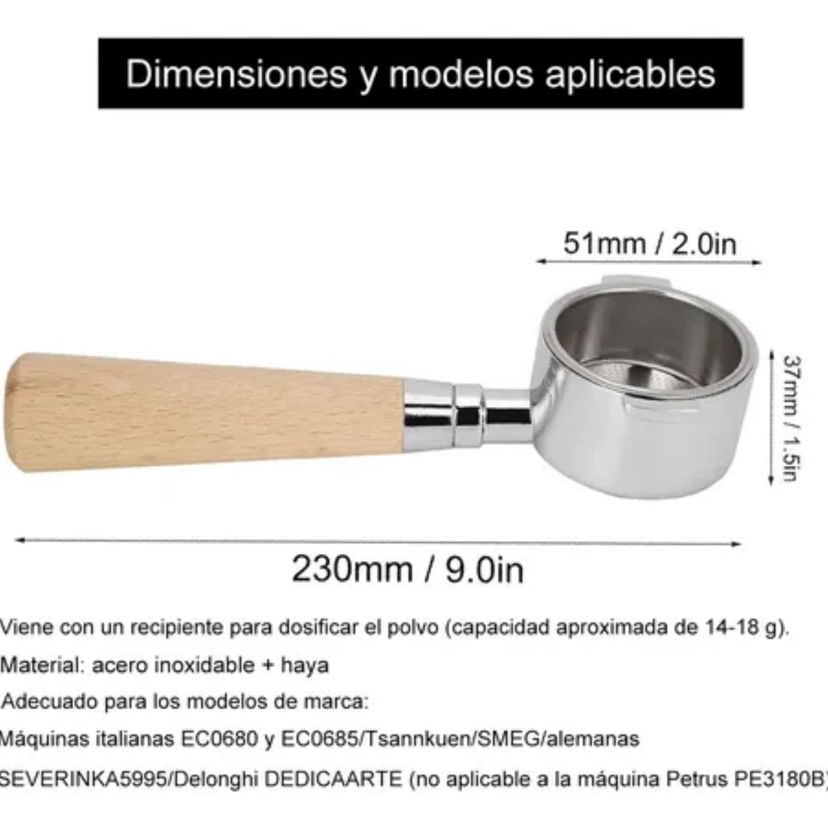 GENERICO - Portafiltro Sin Fondo 51 Mm Cafeteras Para Delonghi Espresso