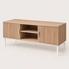 SPACE HOME - Rack de TV Fanty 120 cm con Puertas Ranuradas y Nicho Central