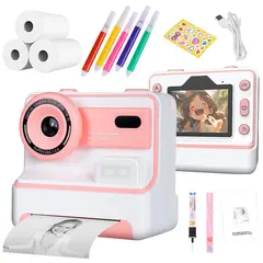 KUANGYE - Cámara De Fotos Digital Para Niños Impresión Instantánea Rosado