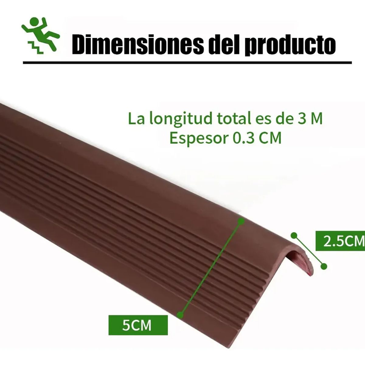 KUANGYE - Grada Goma Estriada Protector De Borde Escalera 3m