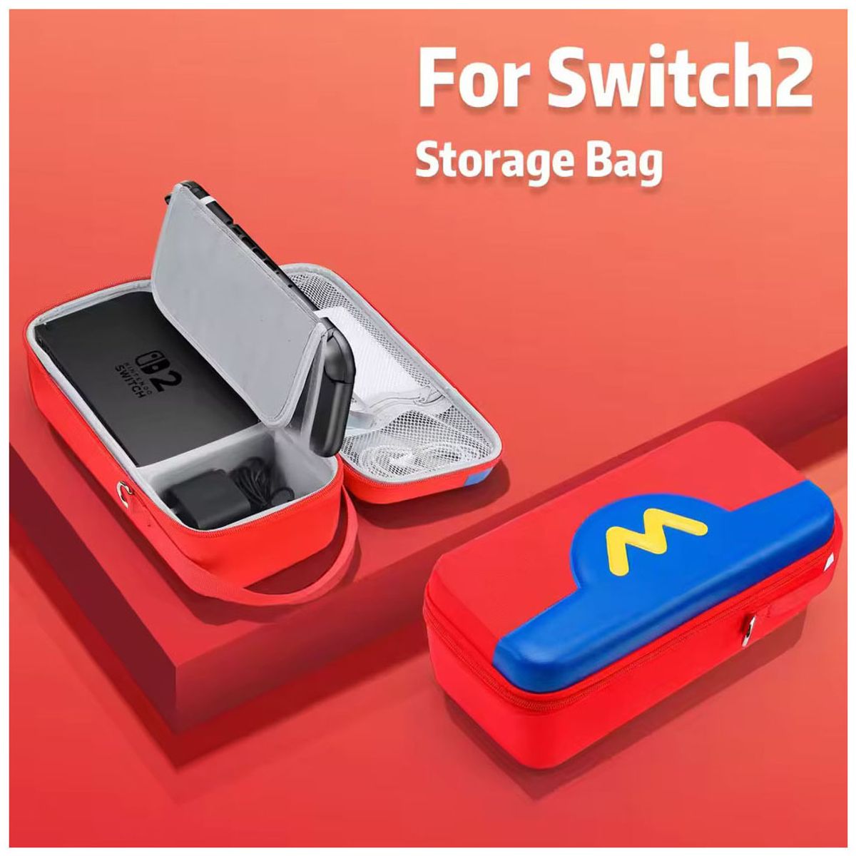 CORRERREY - Nintnedo Switch 2 paquete de almacenamiento multifuncional portátil Mario M