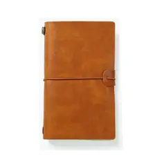 LIBRERO - Cuaderno de viaje tipo midori journal naranja de cuero sintético PU