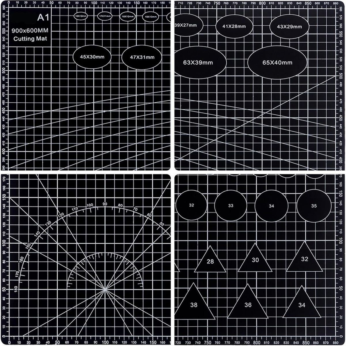 KUANGYE - Bases De Corte A1 Ángulos 90x60cm Tabla Salvacortes Color Negro