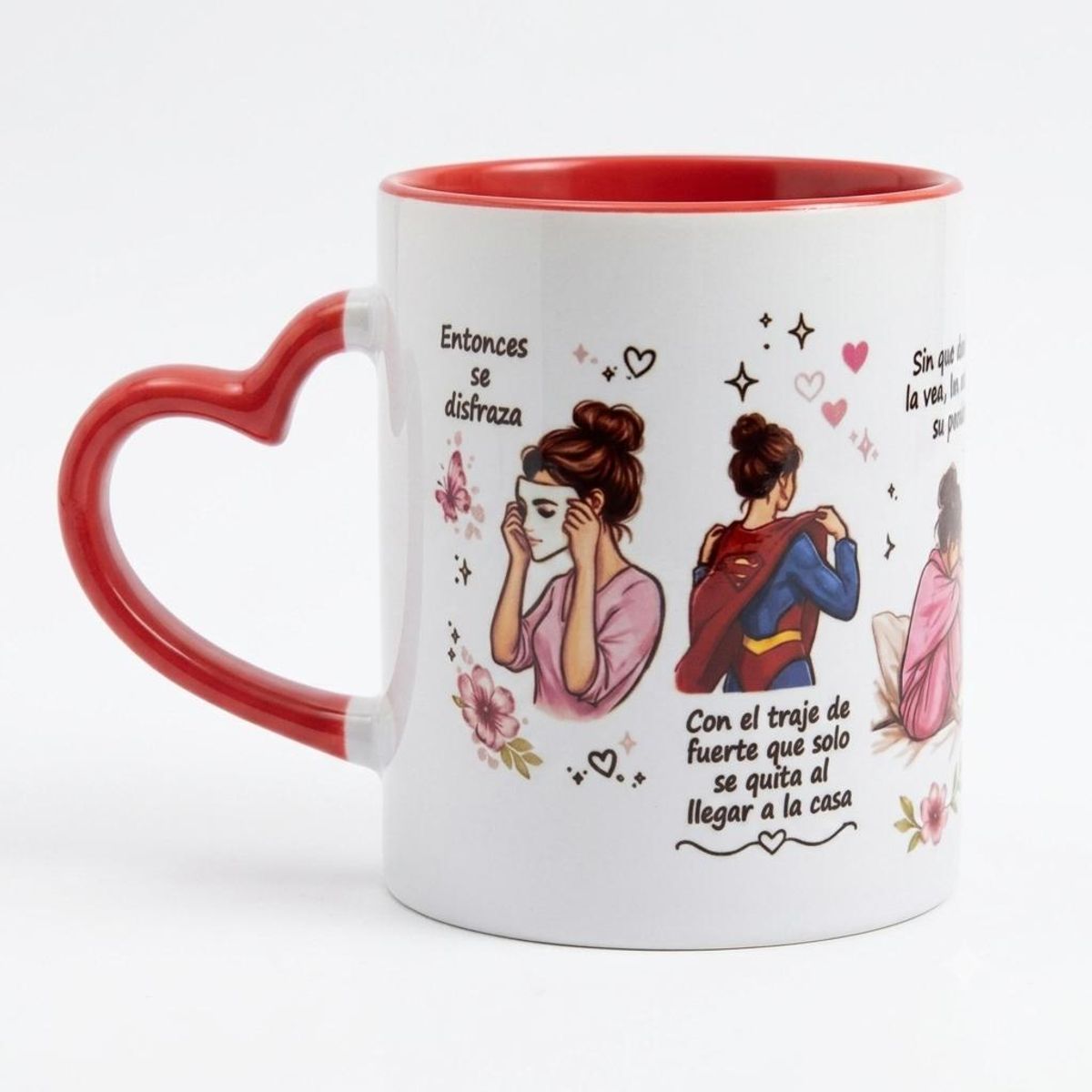 GENERICO - Taza personalizada de cerámica con asas en forma de corazón roja