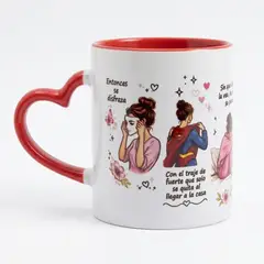 GENERICO - Taza personalizada de cerámica con asas en forma de corazón roja