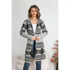 LIKE SHOP - Sweater Largo Mujer Tapado Tipo Cardigan Abrigo Etnico Tendencia 7013