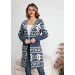 LIKE SHOP - Sweater Largo Mujer Tapado Tipo Cardigan Abrigo Etnico Tendencia 7013