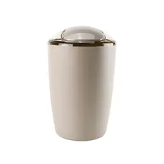 GENERICO - Cesto Papelero Slim Con Tapa - 28.5x19x14.5cm - Color Beige Arena - 1 Unidad - Plástico Reforzado