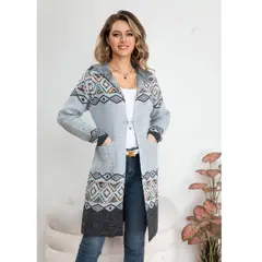 LIKE SHOP - Sweater Largo Mujer Tapado Tipo Cardigan Abrigo Etnico Tendencia 7014