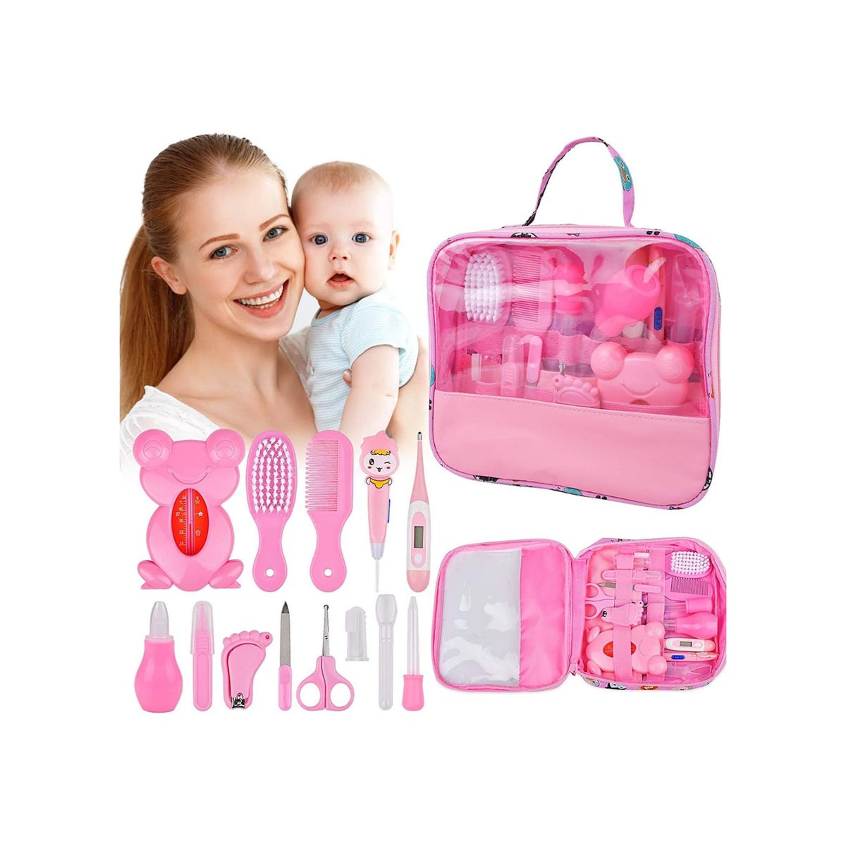GENERICO - Kit De Cuidado E Higiene Para Bebés Recién Nacidos 13 Piezas - Rosa