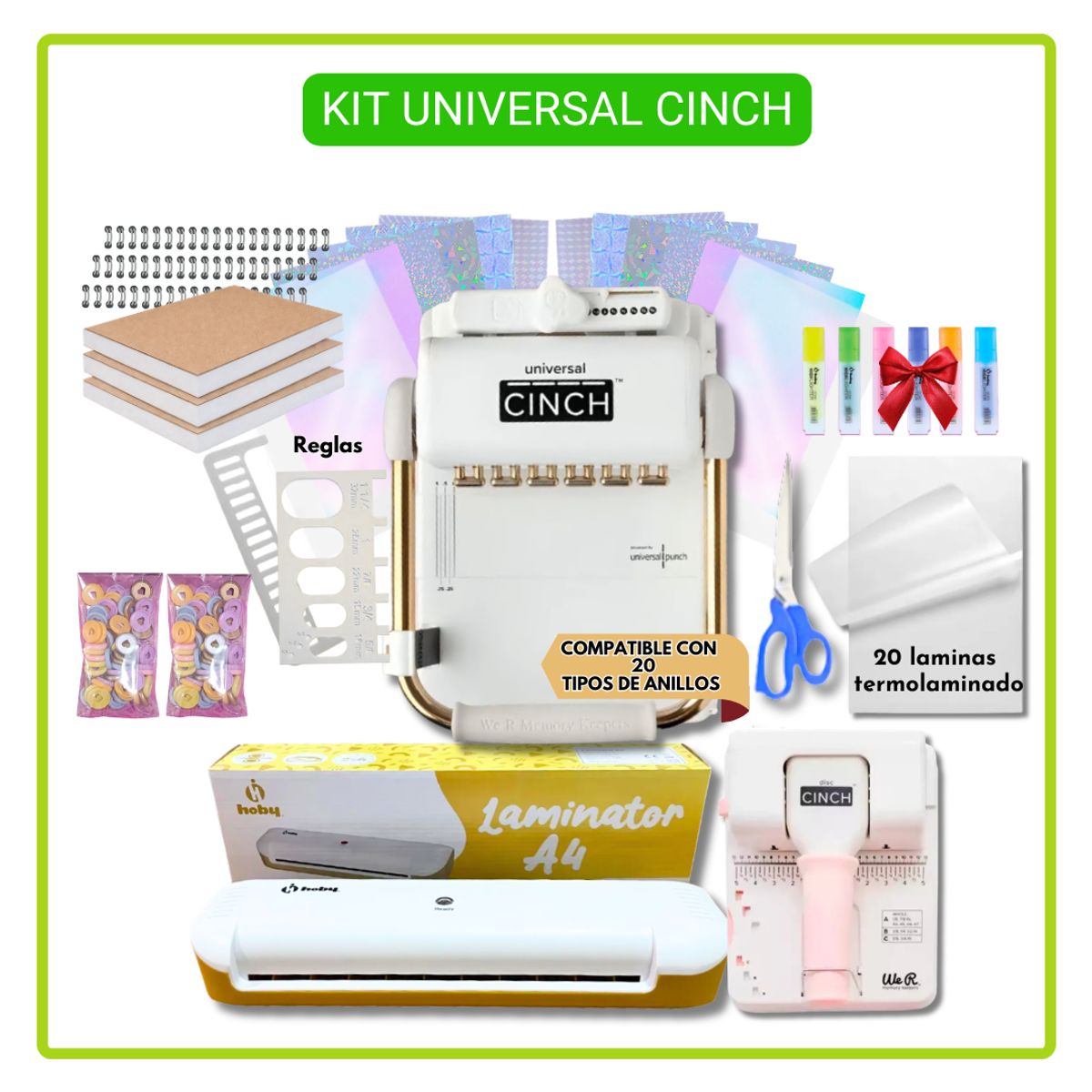 AMERICAN CRAFTS - Kit De Encuadernadora Universal + Insumos Vip 20