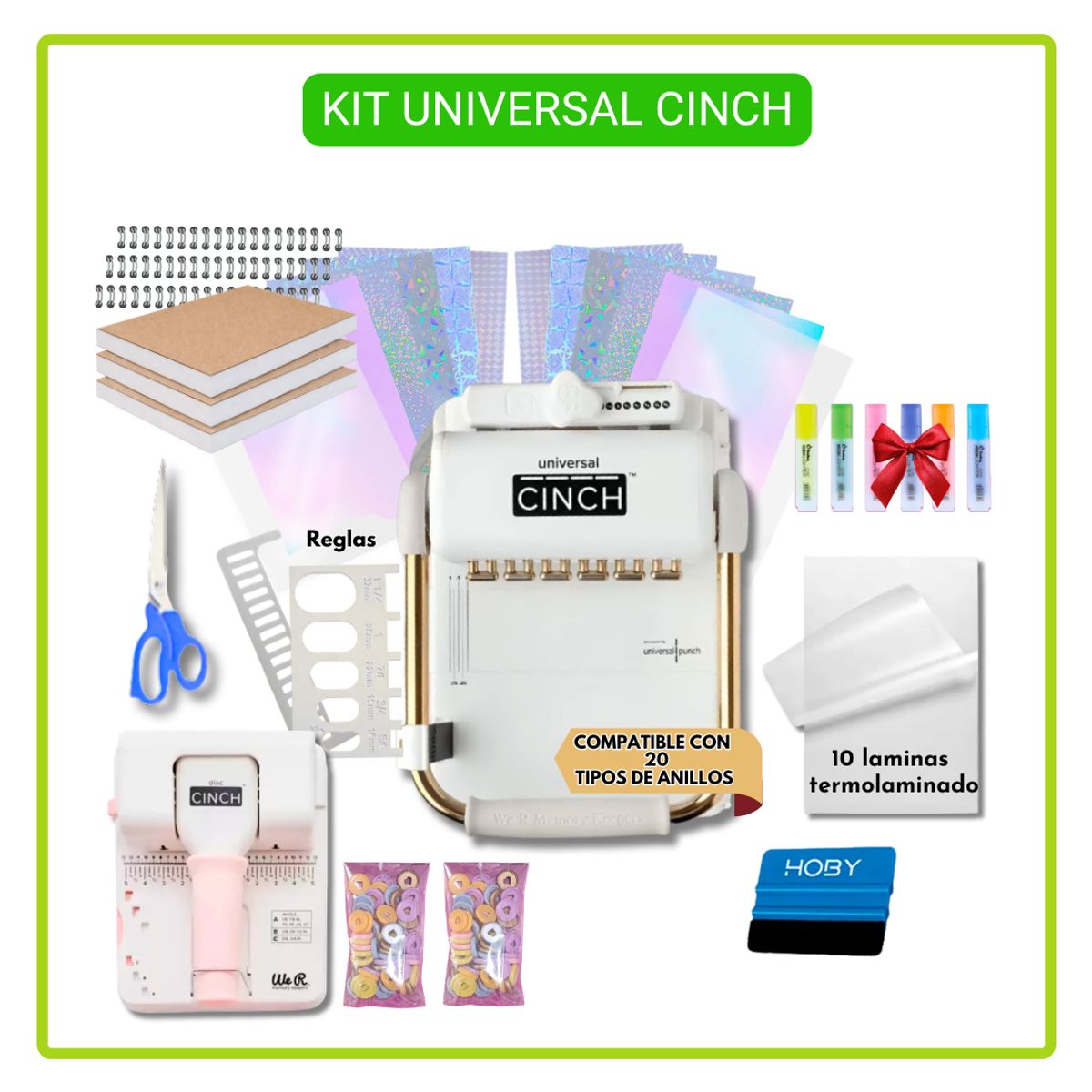 AMERICAN CRAFTS - Kit De Encuadernadora Universal + Insumos Vip 21