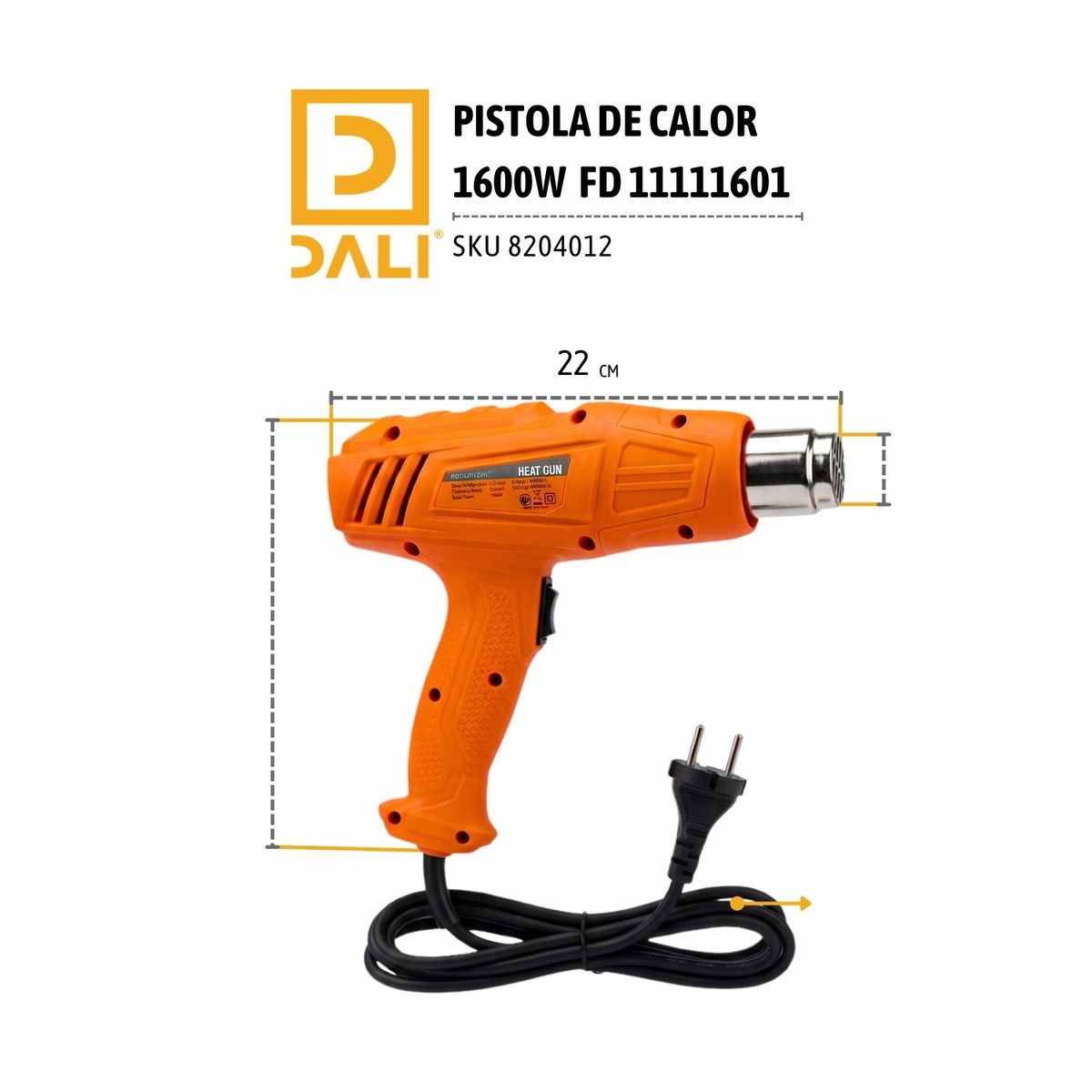 FINDER - Pistola de Calor FINDER 1600W FD11111601  Potencia y Precisión para Múltiples Aplicaciones