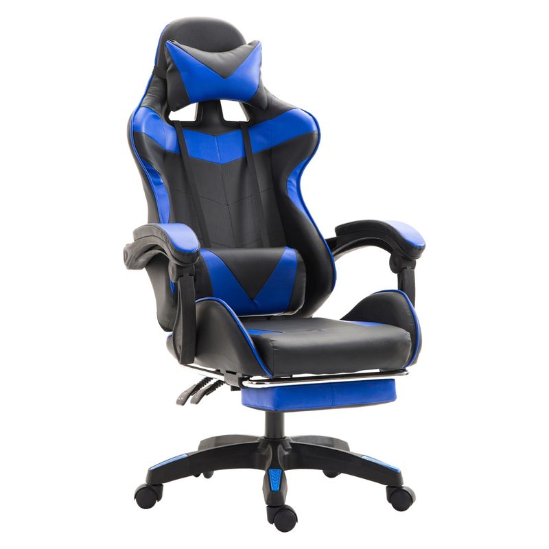 NOVAHUS - Silla Gamer Ultimate Racing con Reposapiés Azul