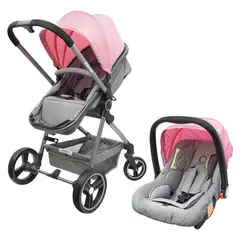 KIDSCOOL - Coche Cuna Travel System City Rosado