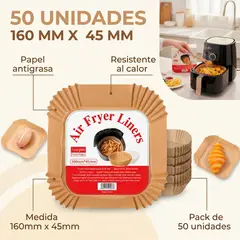 ARMONIA - Moldes De Papel 50 Un Para Freidora De Aire 160 X 45 Mm cuadrado Versátil..