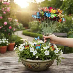 GENER - 25 Estacas Mariposa Diámetro 10 Cms Decoración Jardín