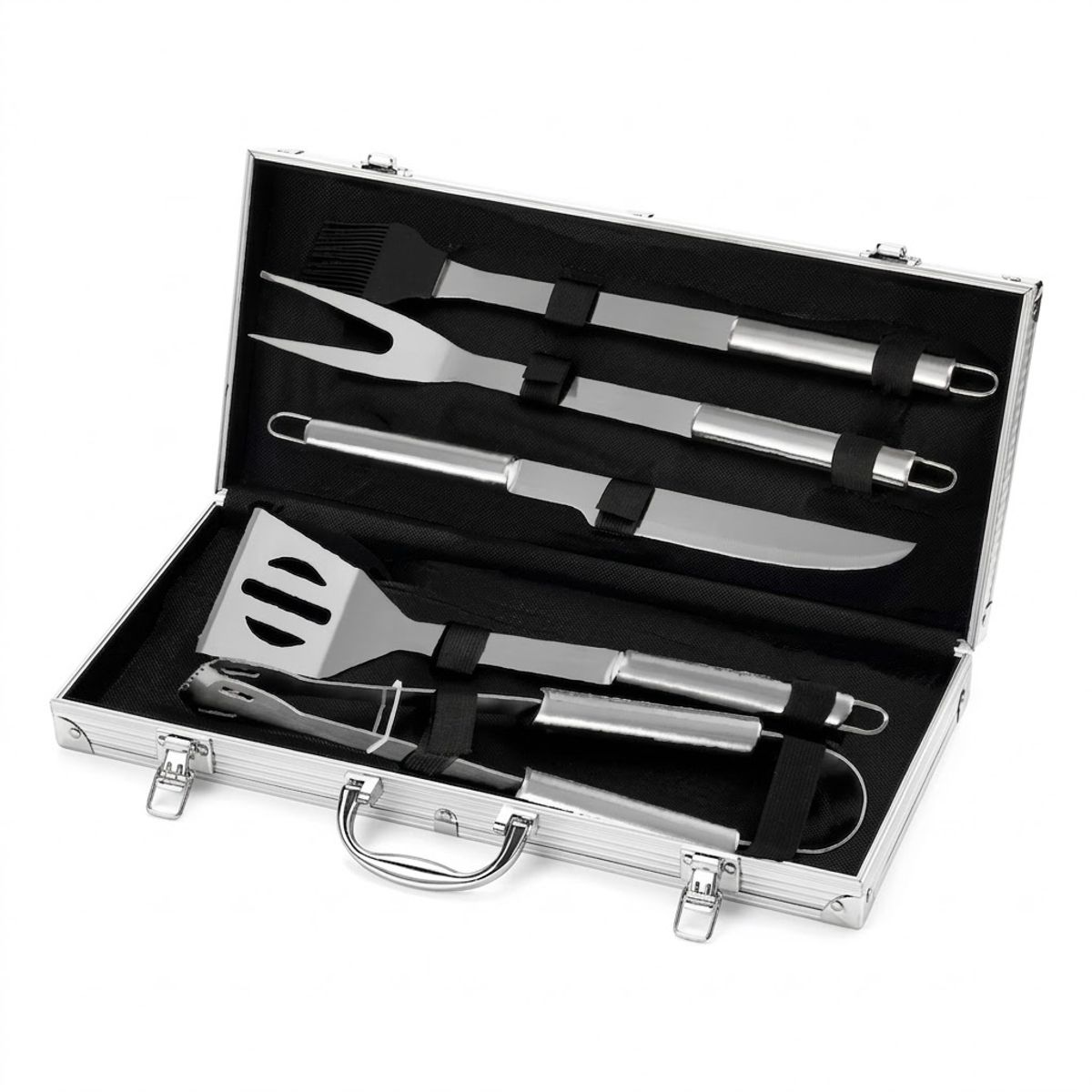 GENERICO - Set Parrillero Asado Barbacoa 5 piezas en Maleta Kit Parrilla