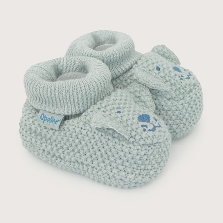 Pantufla Tejida Bebé Niño Perro Gris