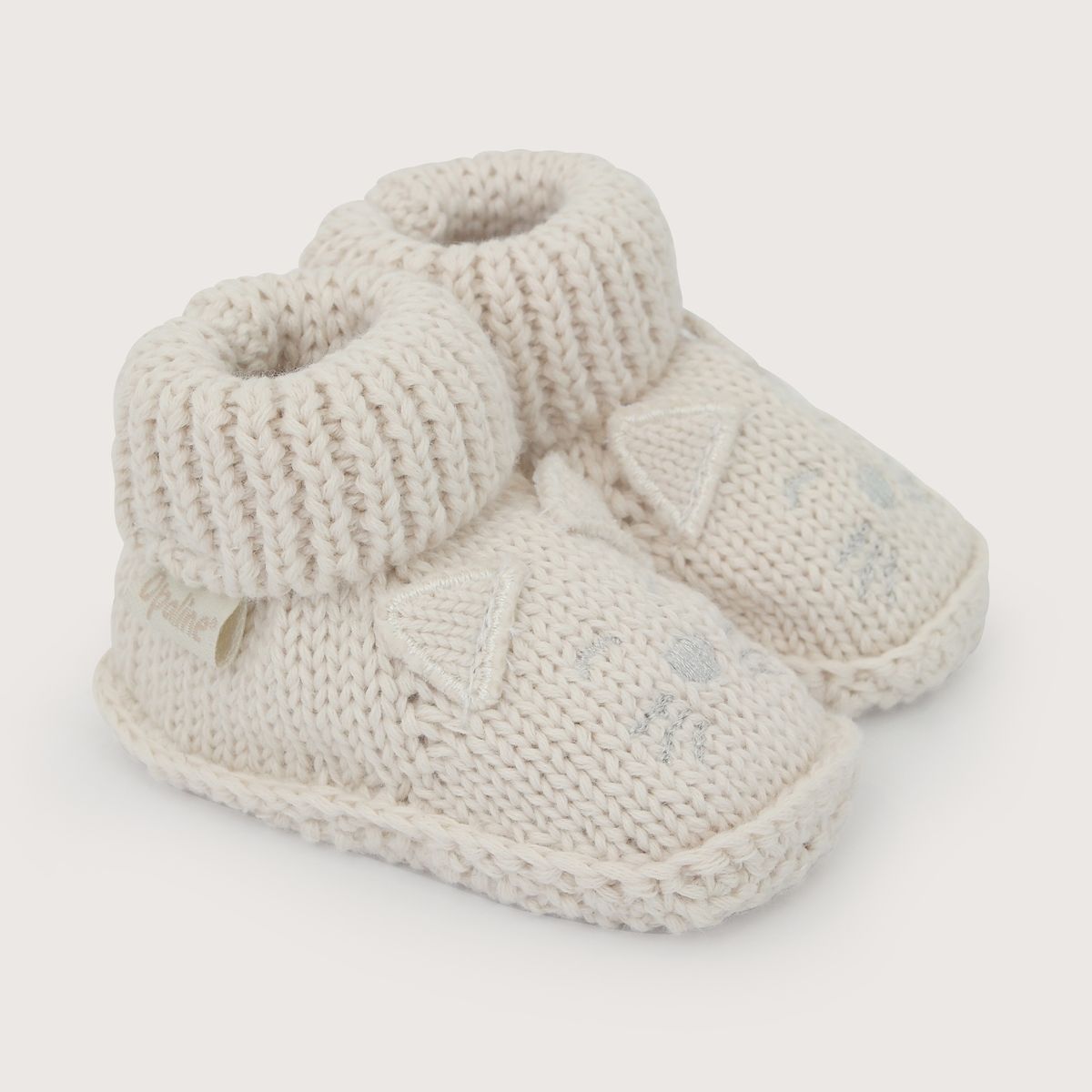 OPALINE - Pantufla Tejido Bebe Unisex Gato Blanco