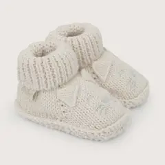 OPALINE - Pantufla Tejido Bebé Unisex Gato Blanco
