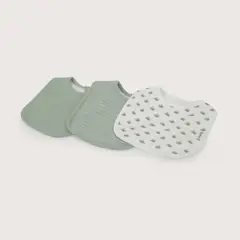 OPALINE - Pack 3 Babero Algodón Verde Bebé Niño