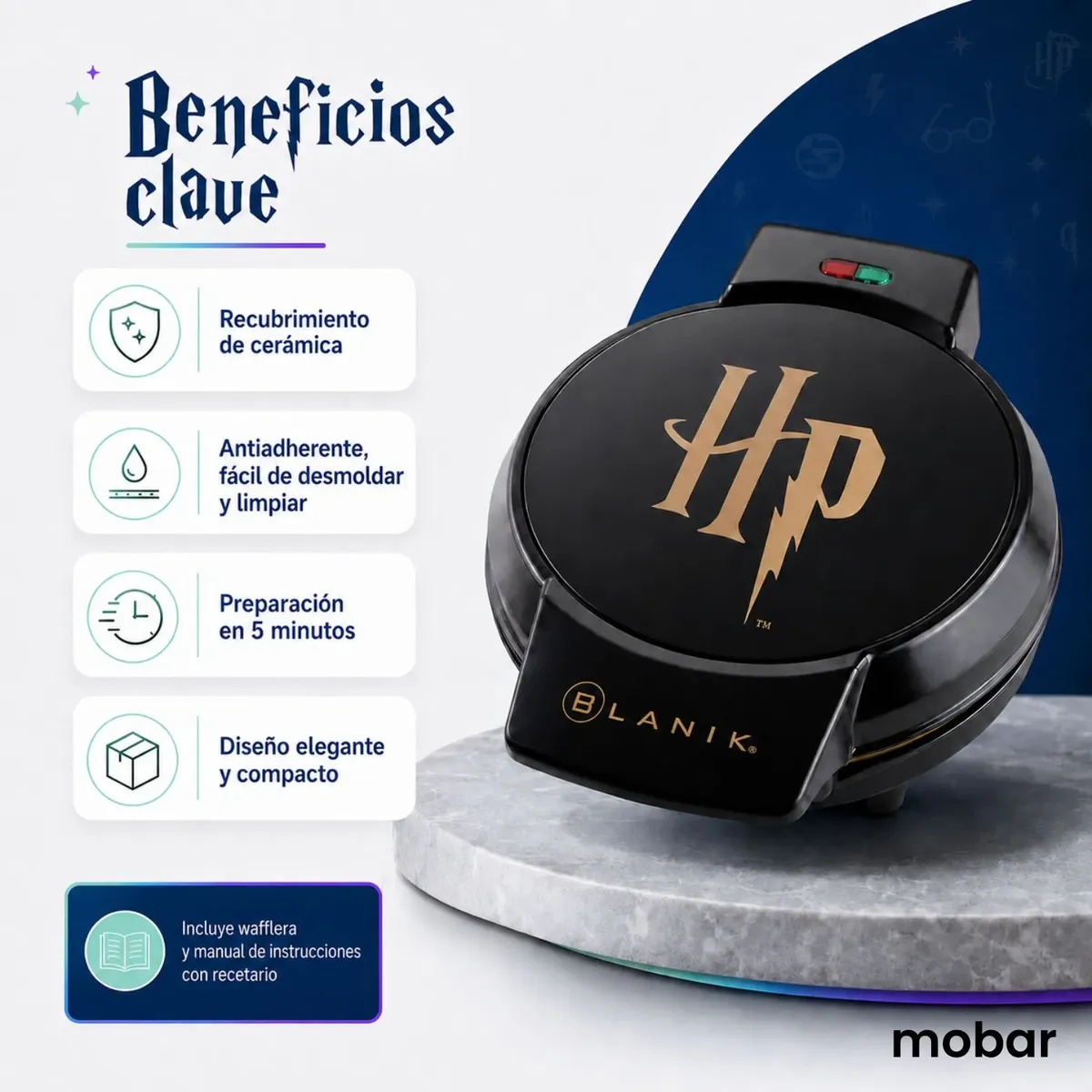 BLANIK - Maquina Waffle Harry Potter Wafflera Blanik Bwhp099