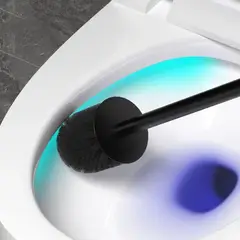 GENERICO - Soporte diseño Cuadrado mas Escobilla para Inodoro De Pie Baño negro