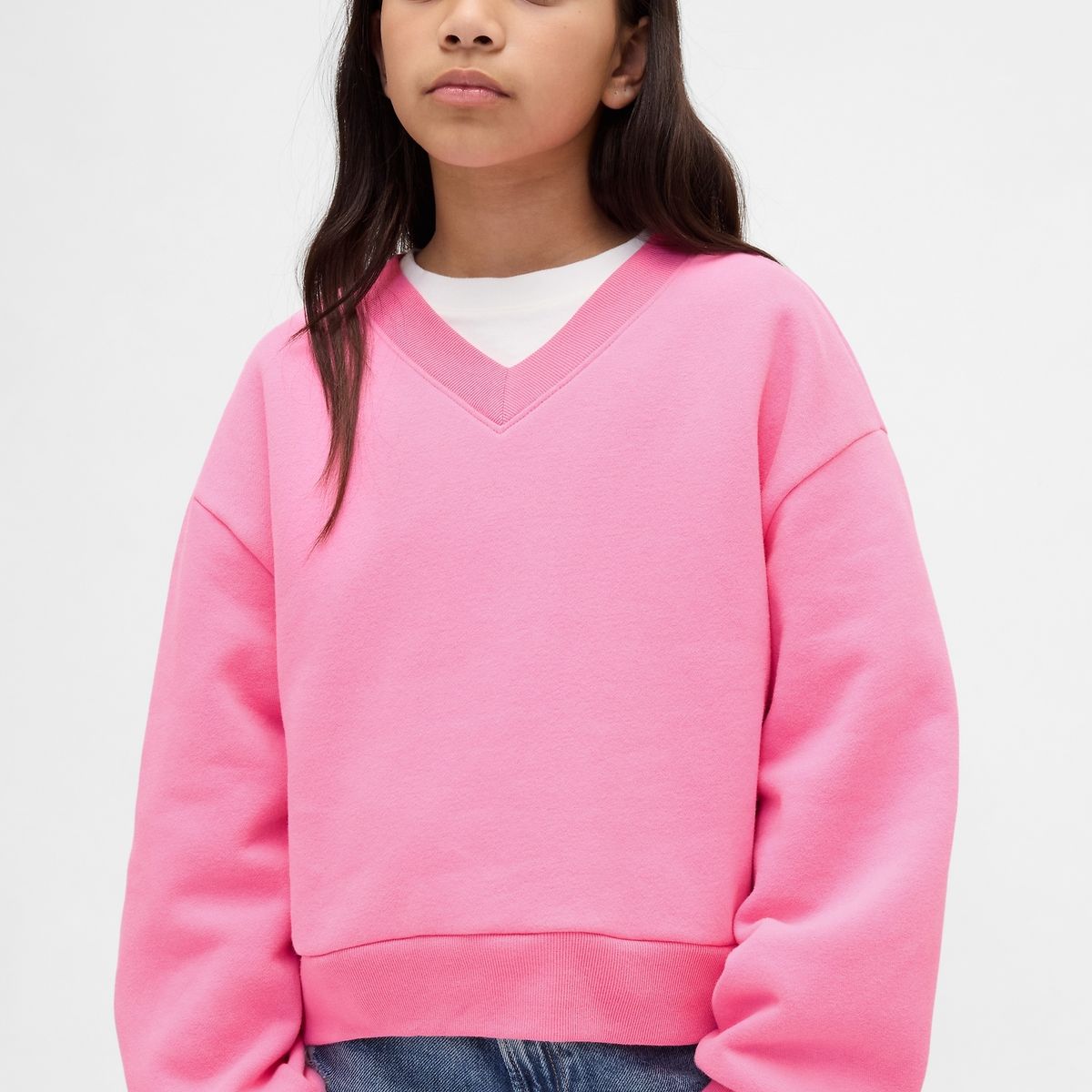 GAP - Polerón Niña Gap Logo Sin Gorro Rosado