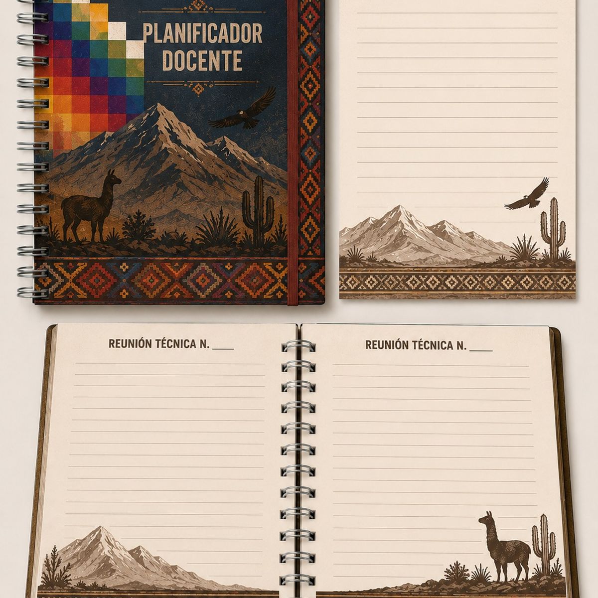 GENERICO - Agenda Docente para cualquier año, Planner Anillado Aro 36mm, Tapa Dura, Modelo Andino.
