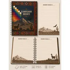 GENERICO - Agenda Docente para cualquier año, Planner Anillado Aro 36mm, Tapa Dura, Modelo Andino.