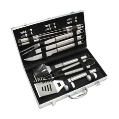 GENERICO - Kit Parrillero Asado 18 Piezas Con Maleta Parrillera