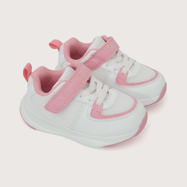 Zapatilla Niña Deportiva Blanca Con Rosado