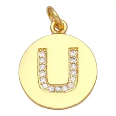 GENERICO - Collar Letra U con cadena veneciana enchapad en Oro 18k con circones