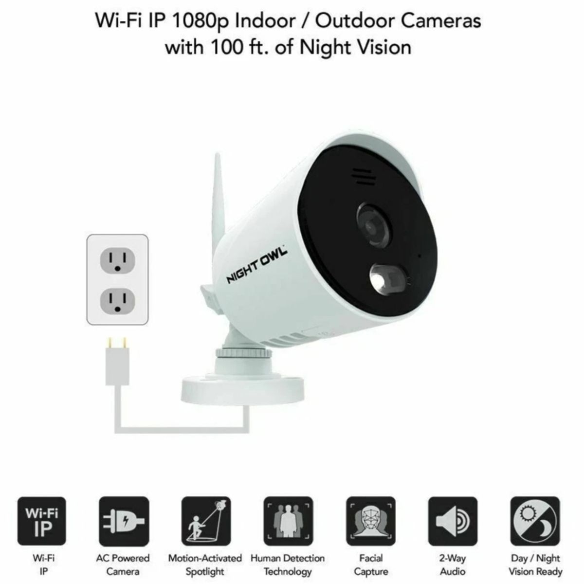NIGHT OWL - Cámara de Seguridad Interior Inalámbrica Night Owl 1080p Add‑On