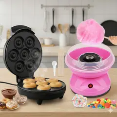IRM - Maquinas Algodon De Azucar Y Maquina Para Siete Mini Donas Combo Kit Reposteria Fiestas FIGOIMPORT