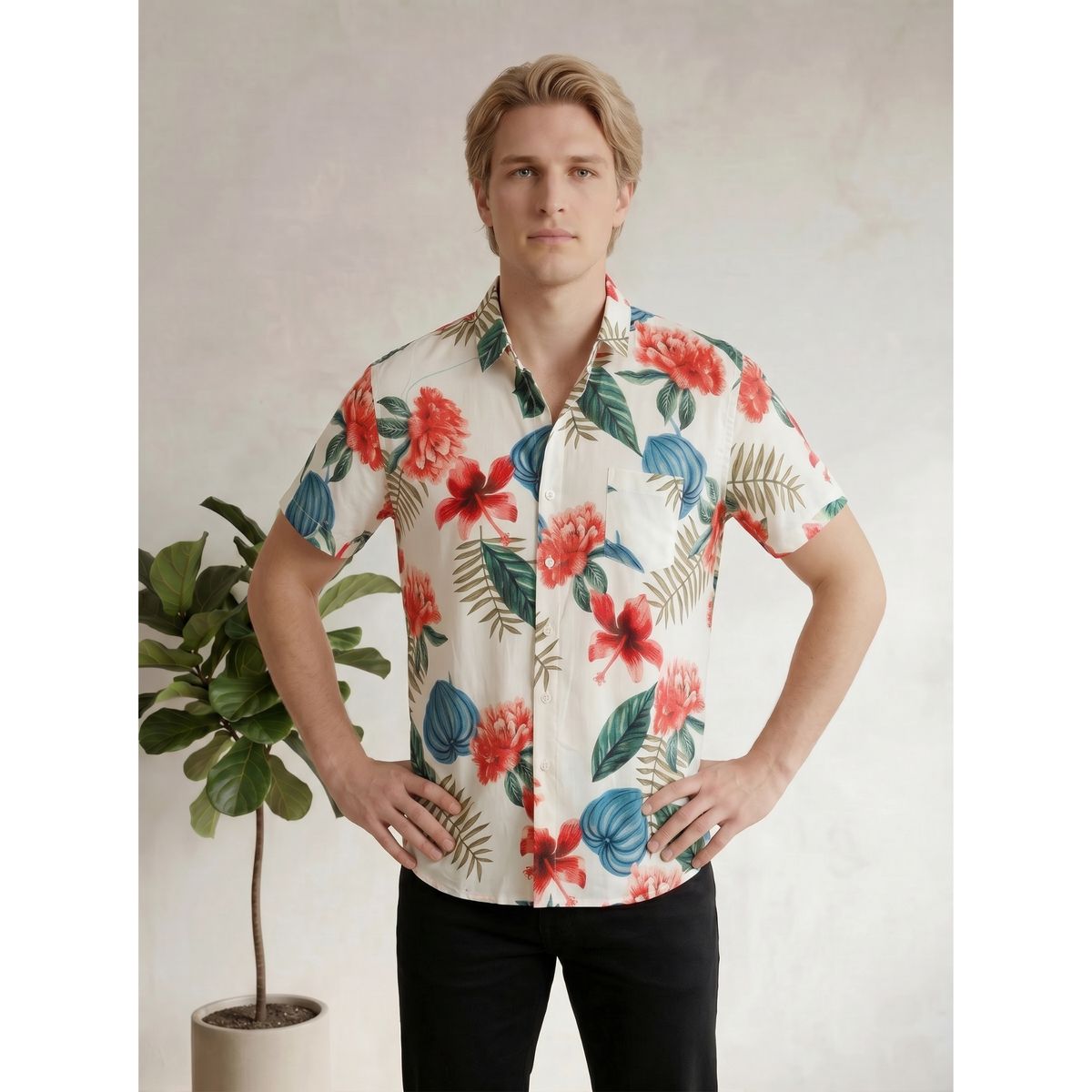 LIKE SHOP - Camisa Hombre Guayabera Manga Corta Fashion Botones 0093