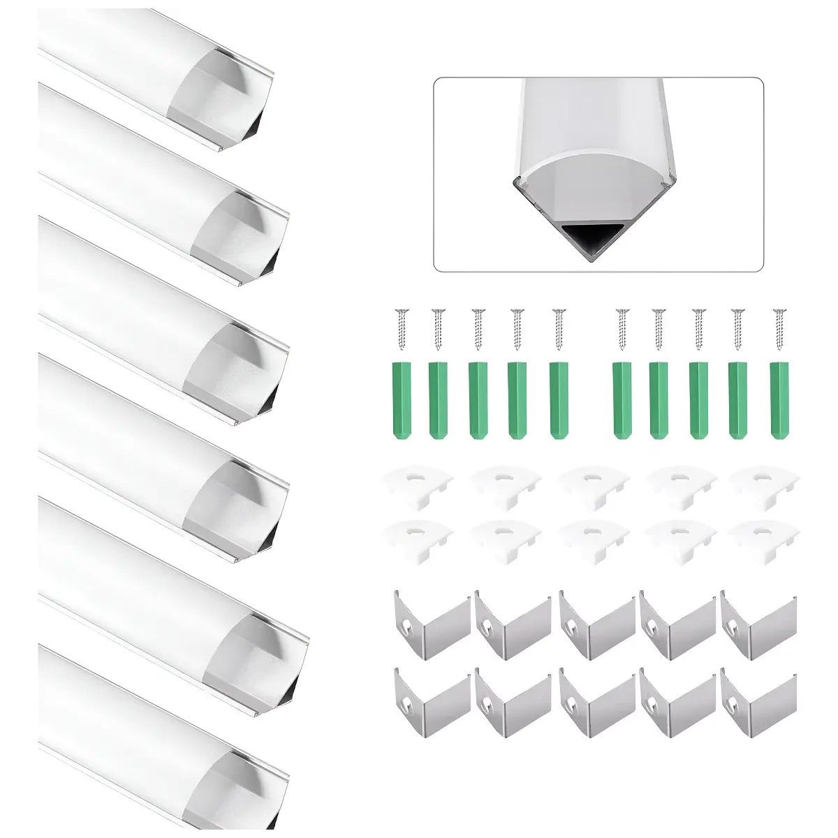 GENERICO - 6m Perfil De Aluminio Forma V Para Tira Led En Casa Oficinas BELUG