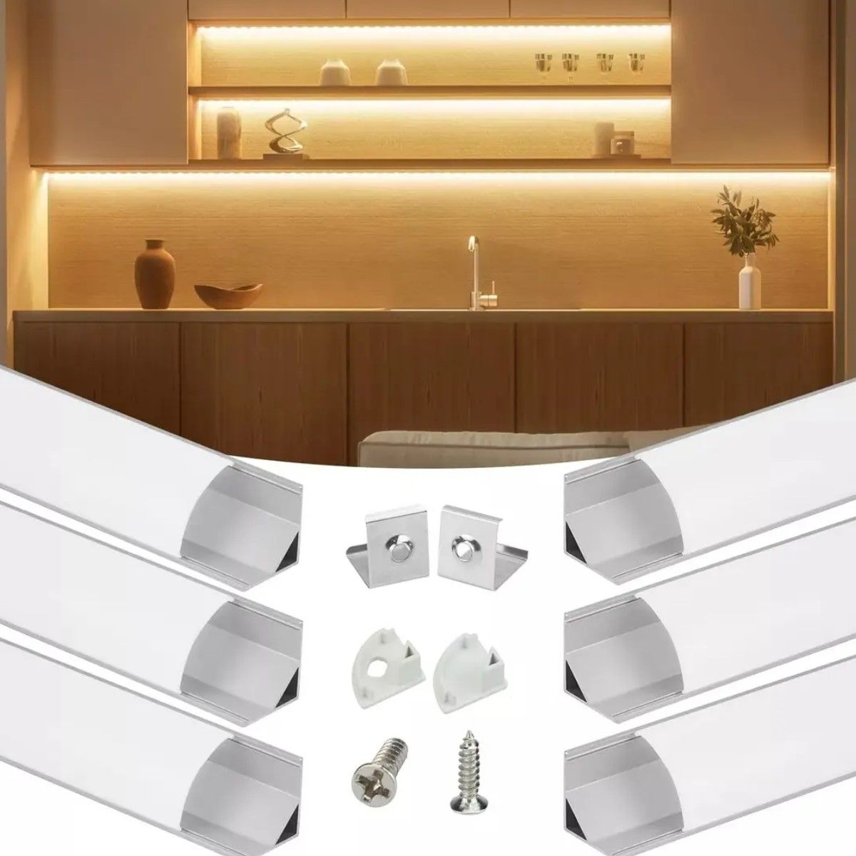 GENERICO - 6m Perfil De Aluminio Forma V Para Tira Led En Casa Oficinas BELUG