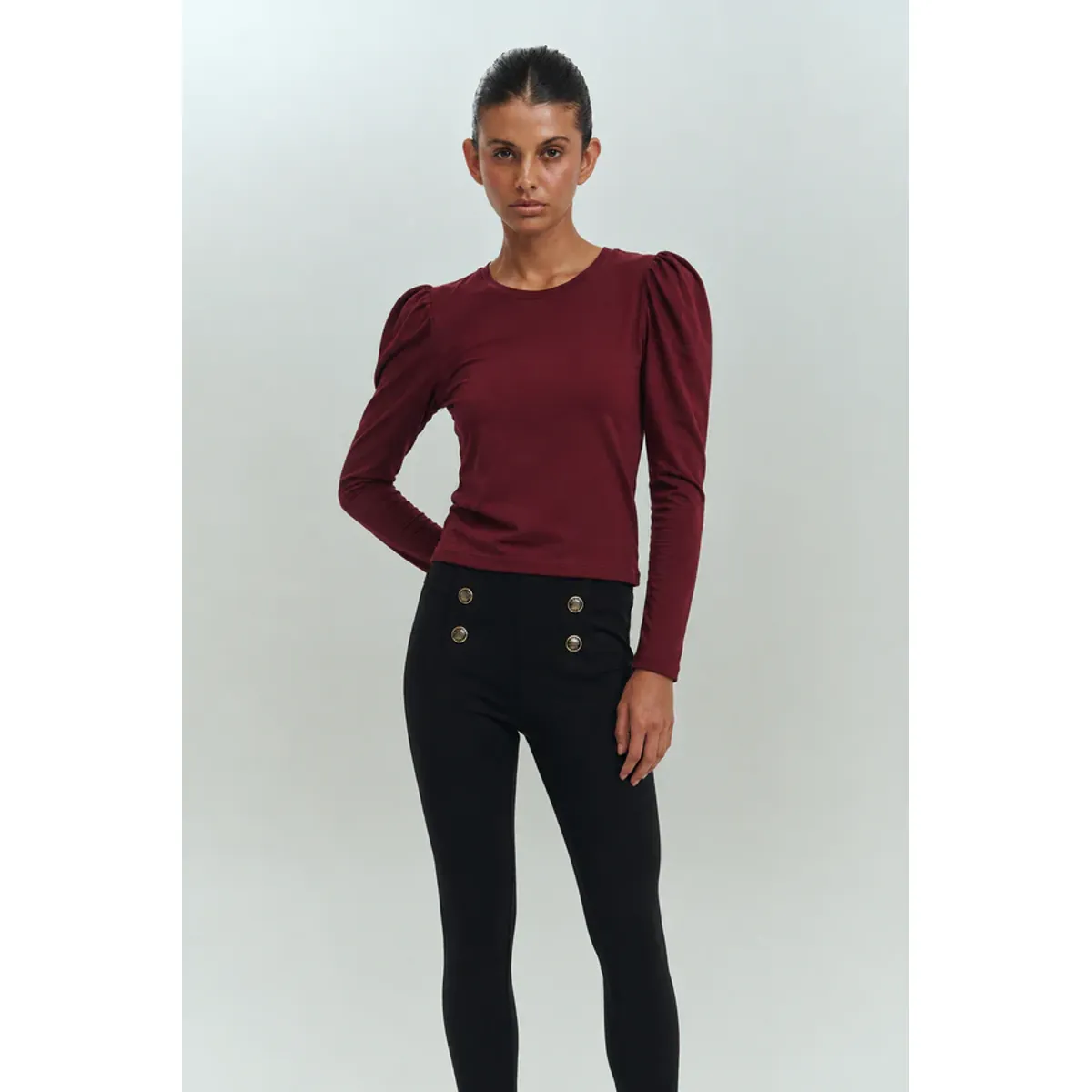 BRICK LONDON - POLERA MUJER CHARLOTTE T-SHIRT BURGUNDY