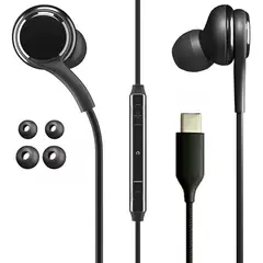 MOTOMO - Audífonos Alambricos Conector USB-C Manos Libres Goma Negro