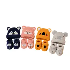GENERICO - Set Gorro y Pantuflas Bebé Invierno Abrigado