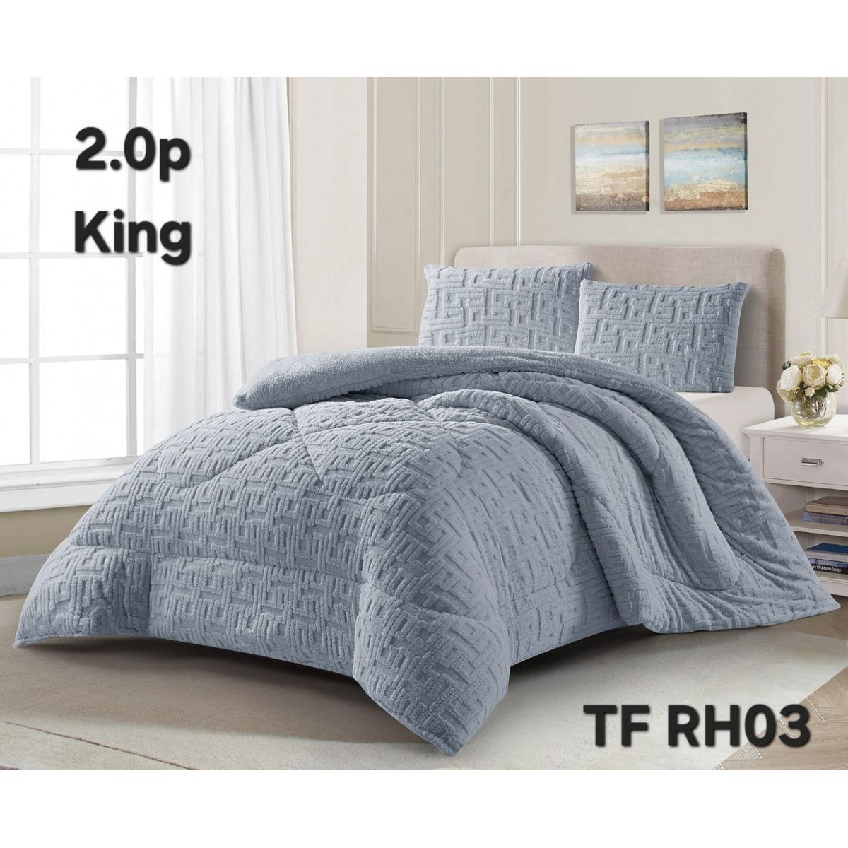 GENERICO - Cobertor de Invierno con Chiporro 2 Plazas Plumon Texturizado Color Gris