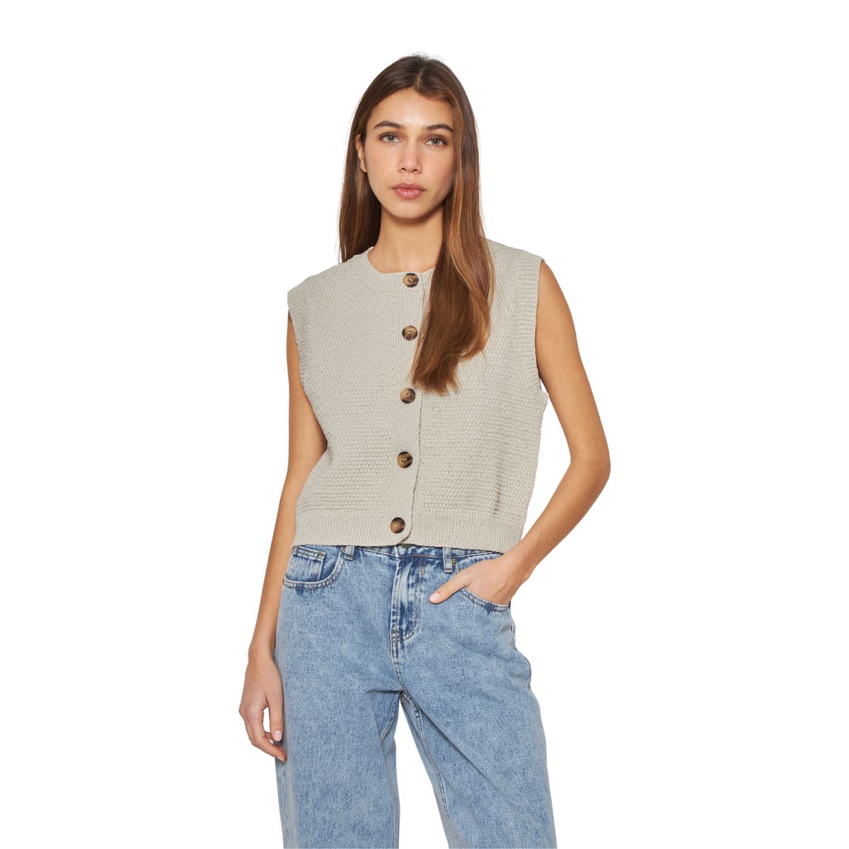 JACINTA TIENDA - Chaleco Julia sin mangas crudo Jacinta Tienda